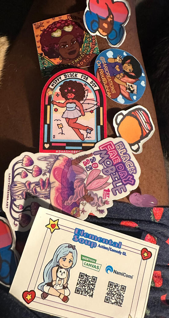 Goodies traded by artist and other creatives.