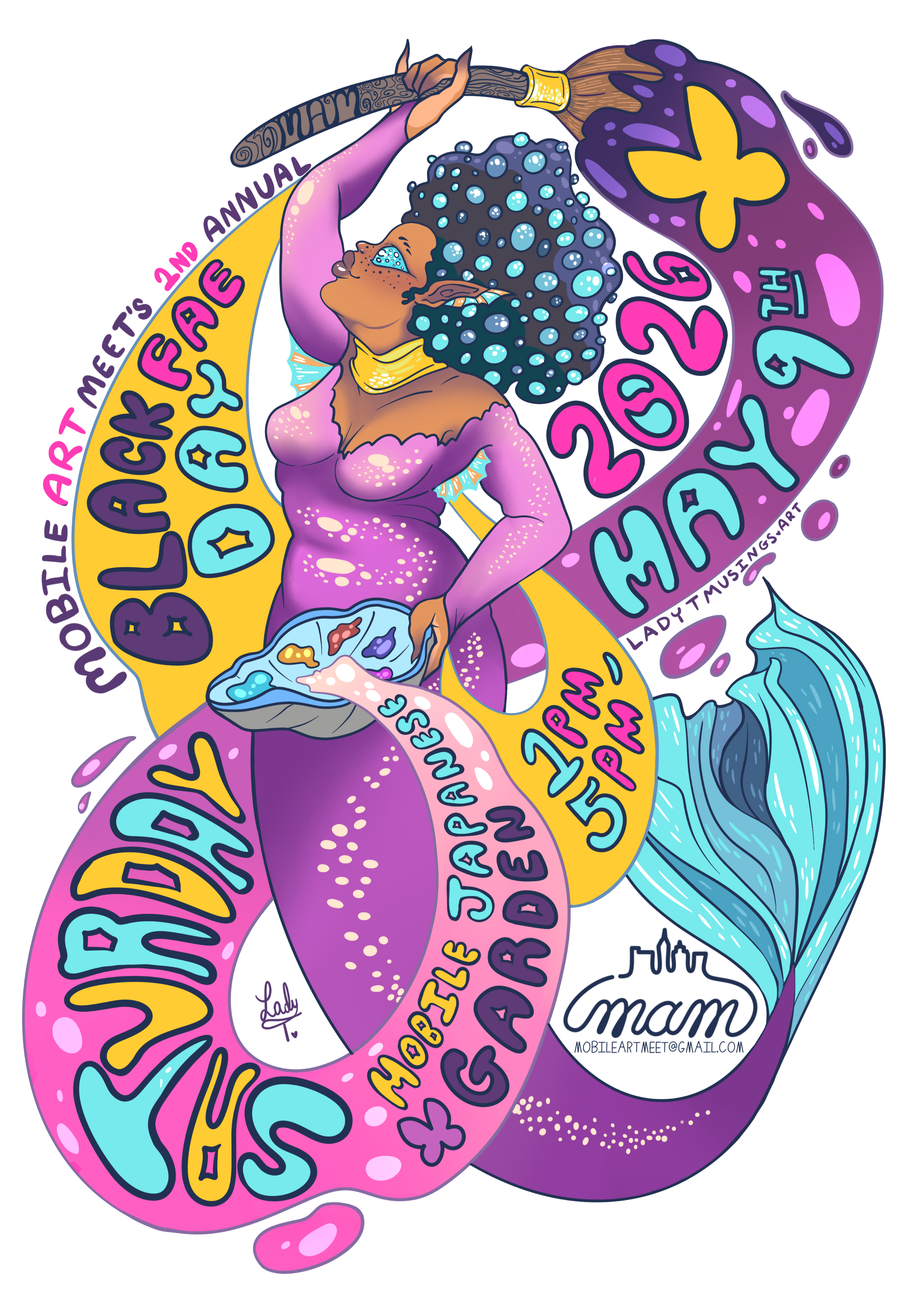 Fairy on a mushroom having a picnic in vibrant hues